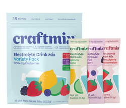 craftmix electrolyte drink mix variety pack with colorful packaging