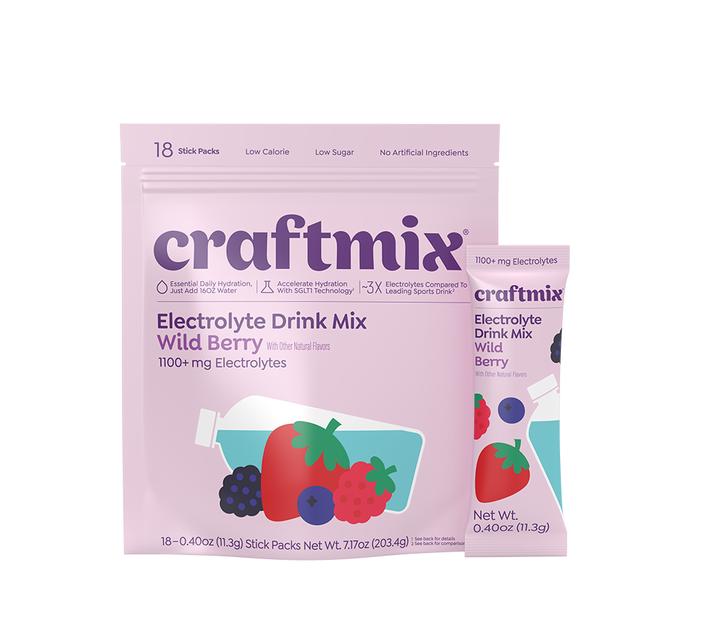 Two packages of craftmix Electrolyte Drink Mix Wild Berry 